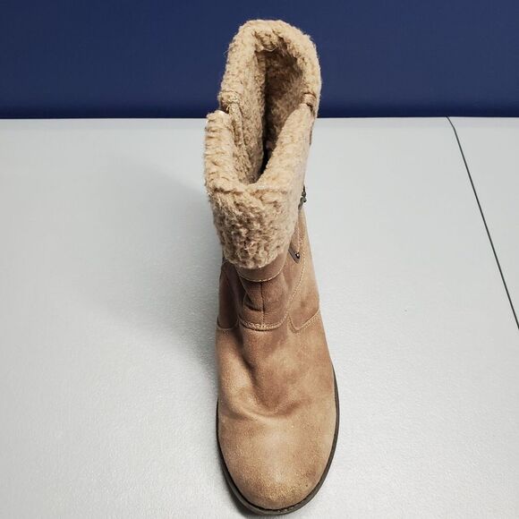 White Mountain Ankle Boots Womens Size 6 Brown Leather Shearling Side Zip - Picture 14 of 16